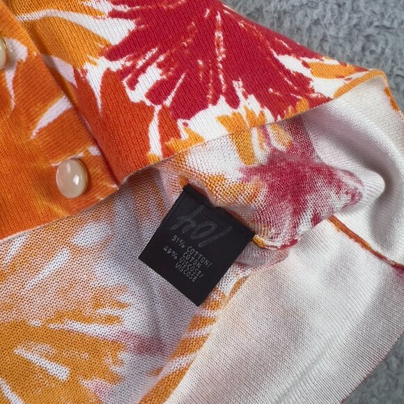 Lafayette 148 NY Cardigan Sweater Top Set Womens Small Orange Fall Leaves Button - Picture 10 of 13